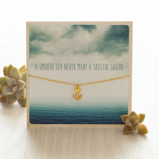 necklace - carded gift - 18" gold plate - anchor by amano studio