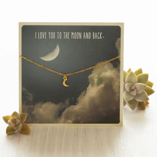 necklace - carded gift - 18" gold plate - moon by amano studio