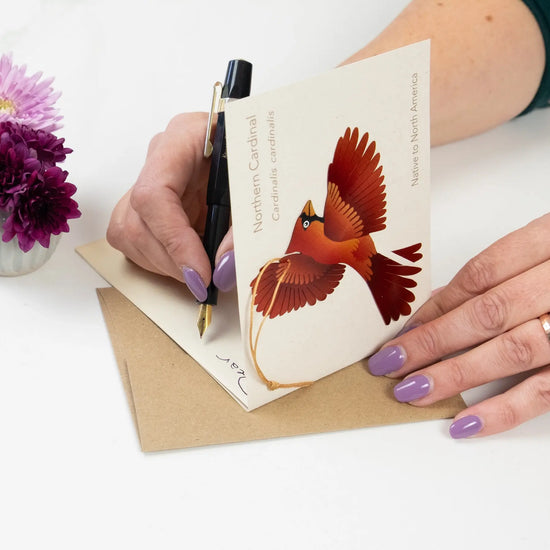 ornament + notecard - bronze - cardinal by tulia's artisan gallery