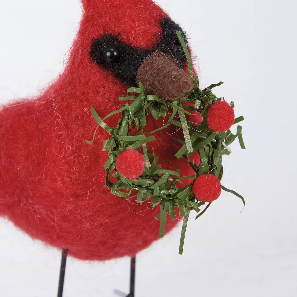 figure - felt cardinal holding wreath by primitives by kathy