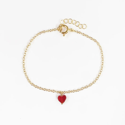 bracelet - carnelian heart - gold filled chain by sofia ramsay