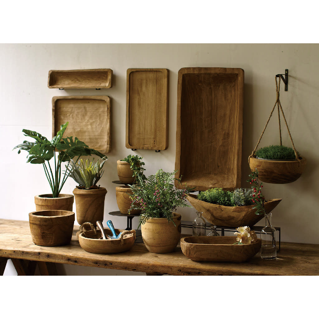 vase - footed - hand-carved paulownia wood by time concept inc.