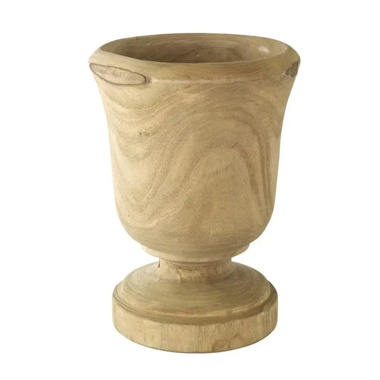 vase - footed - hand-carved paulownia wood by time concept inc.