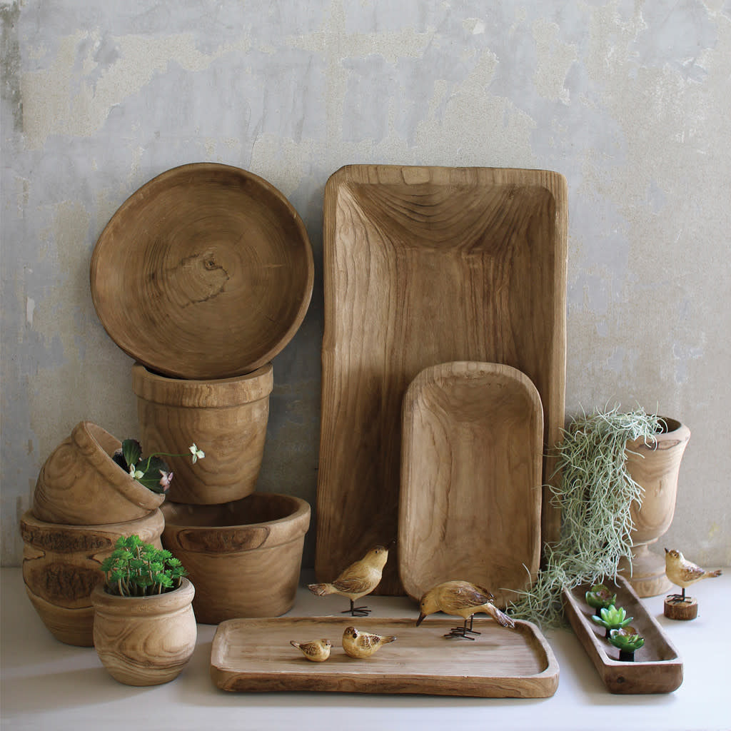vase - footed - hand-carved paulownia wood by time concept inc.