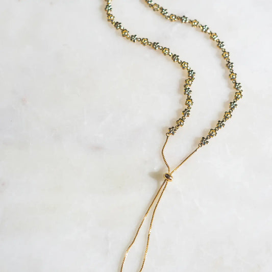 necklace- lariat bolo floral - 18kgp by peter and june