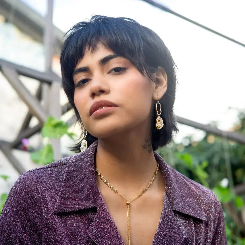 necklace- lariat bolo floral - 18kgp by peter and june