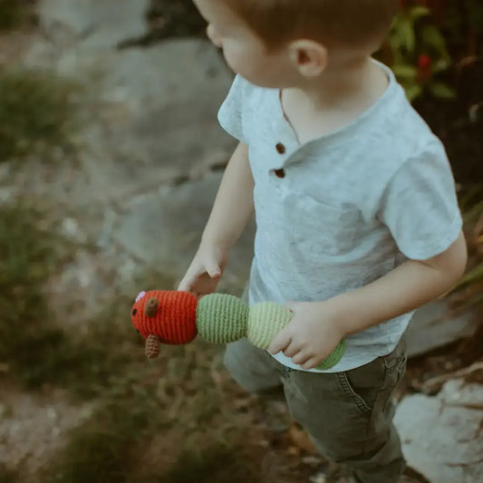 toy - crochet rattle - caterpillar by pebble