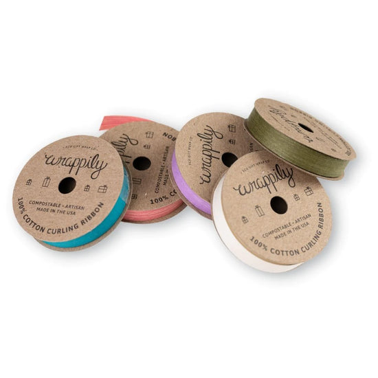 curling ribbons - natural cotton (5 colors) by wrappily eco gift wrap co.
