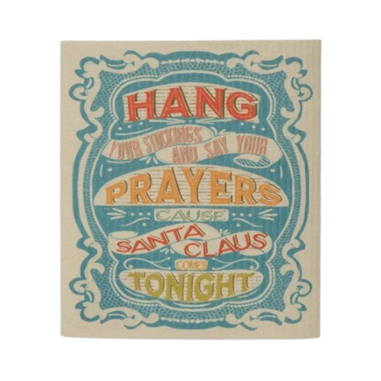 dishcloth - cellulose sponge - vintage holiday saying by creative co-op