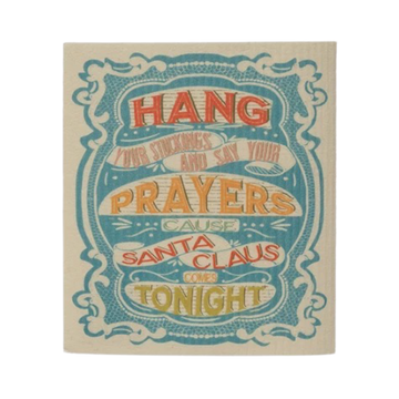 dishcloth - cellulose sponge - vintage holiday saying by creative co-op