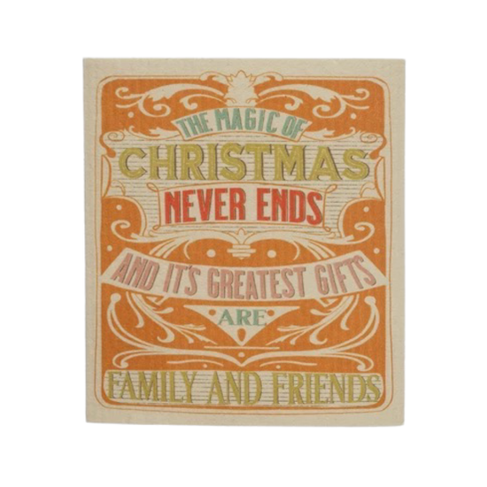dishcloth - cellulose sponge - vintage holiday saying by creative co-op
