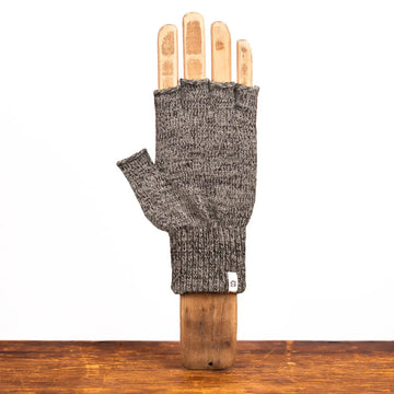 gloves - fingerless ragg wool - s/m charcoal melange by upstate sock