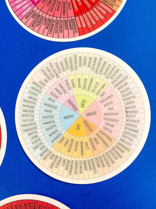 sticker - feelings wheel - pastels by plenty