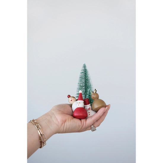 figure set - wood christmas shapes + trees by creative co-op