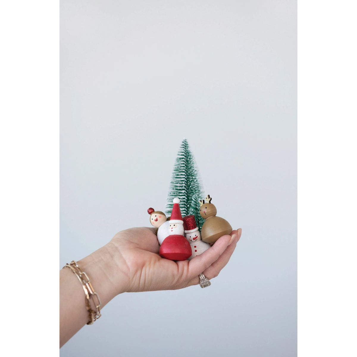 figure set - wood christmas shapes + trees by creative co-op