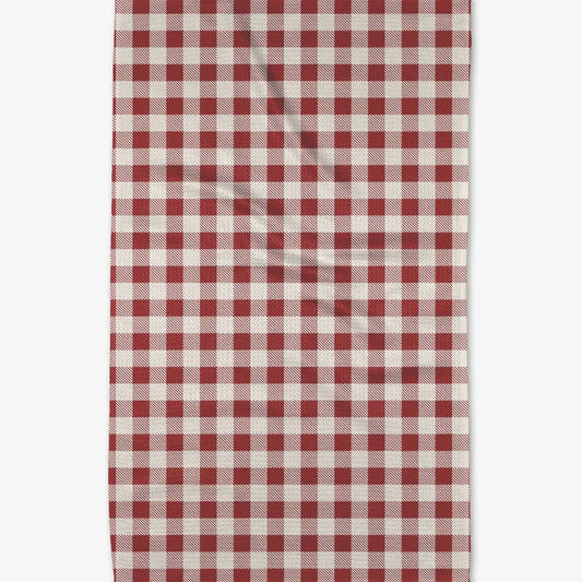 tea towel - microfiber - red gingham by geometry house