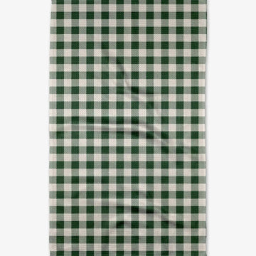 tea towel - microfiber - green gingham by geometry house