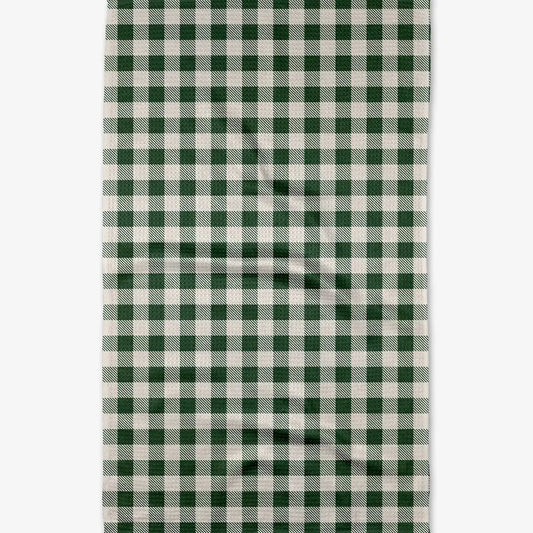 tea towel - microfiber - green gingham by geometry house