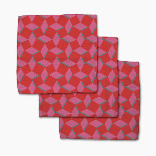 dishcloth set - microfiber - circus stand pink/red by geometry house
