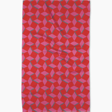 tea towel - microfiber - circus stand pink/red by geometry house
