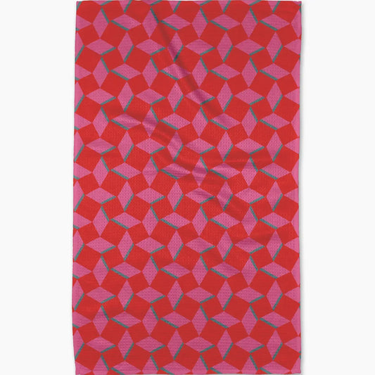 tea towel - microfiber - circus stand pink/red by geometry house