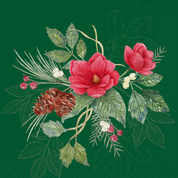 napkins - cocktail - christmas flowers green by boston international