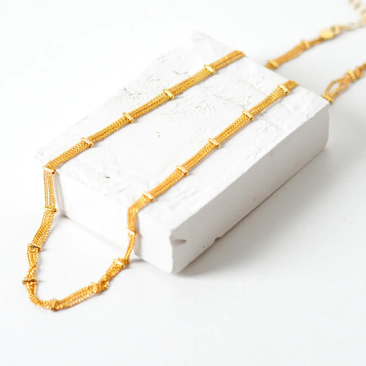 necklace - 24kgp - clayton satellite chain by peter and june