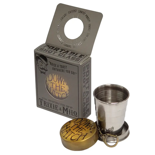 shot glass - collapsible - "down the hatch" by lucky jack