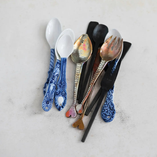 flatware set - hand-forged copper - fish tail silhouette by creative co-op