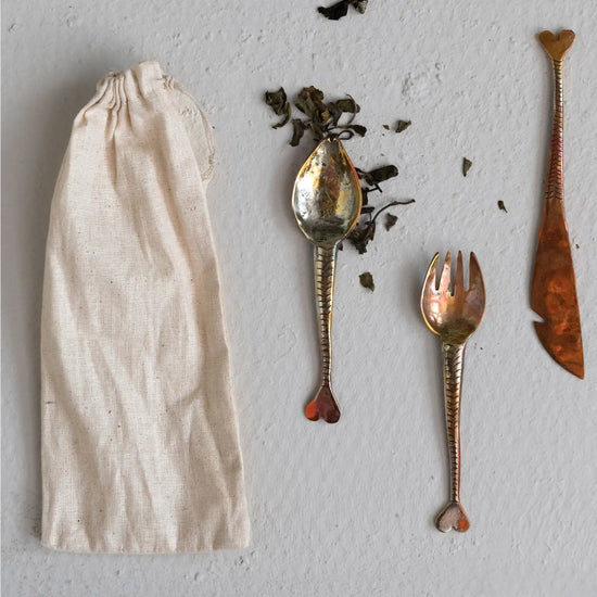flatware set - hand-forged copper - fish tail silhouette by creative co-op