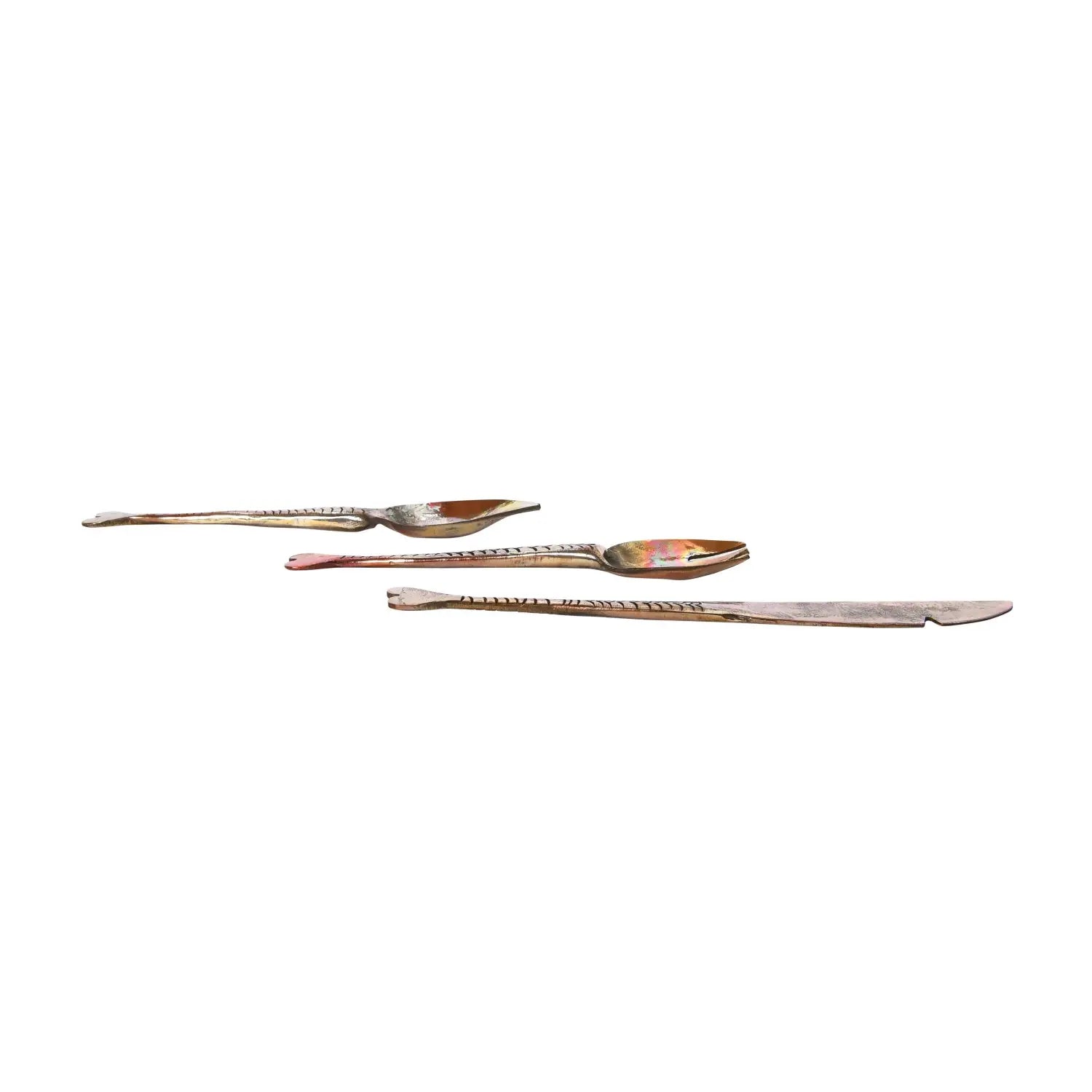 flatware set - hand-forged copper - fish tail silhouette by creative co-op