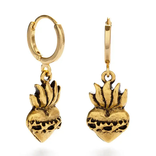 earrings - huggie hoops - corazon sagrado - 14kgp by amano studio