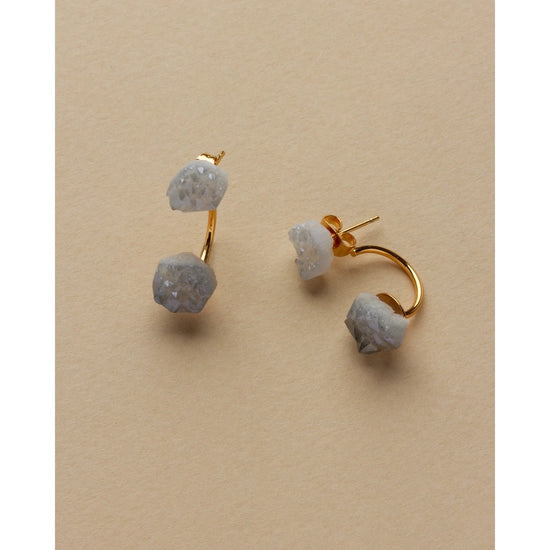 earrings - double "cosmic" druzy - 14kt gold plated brass by luna norte