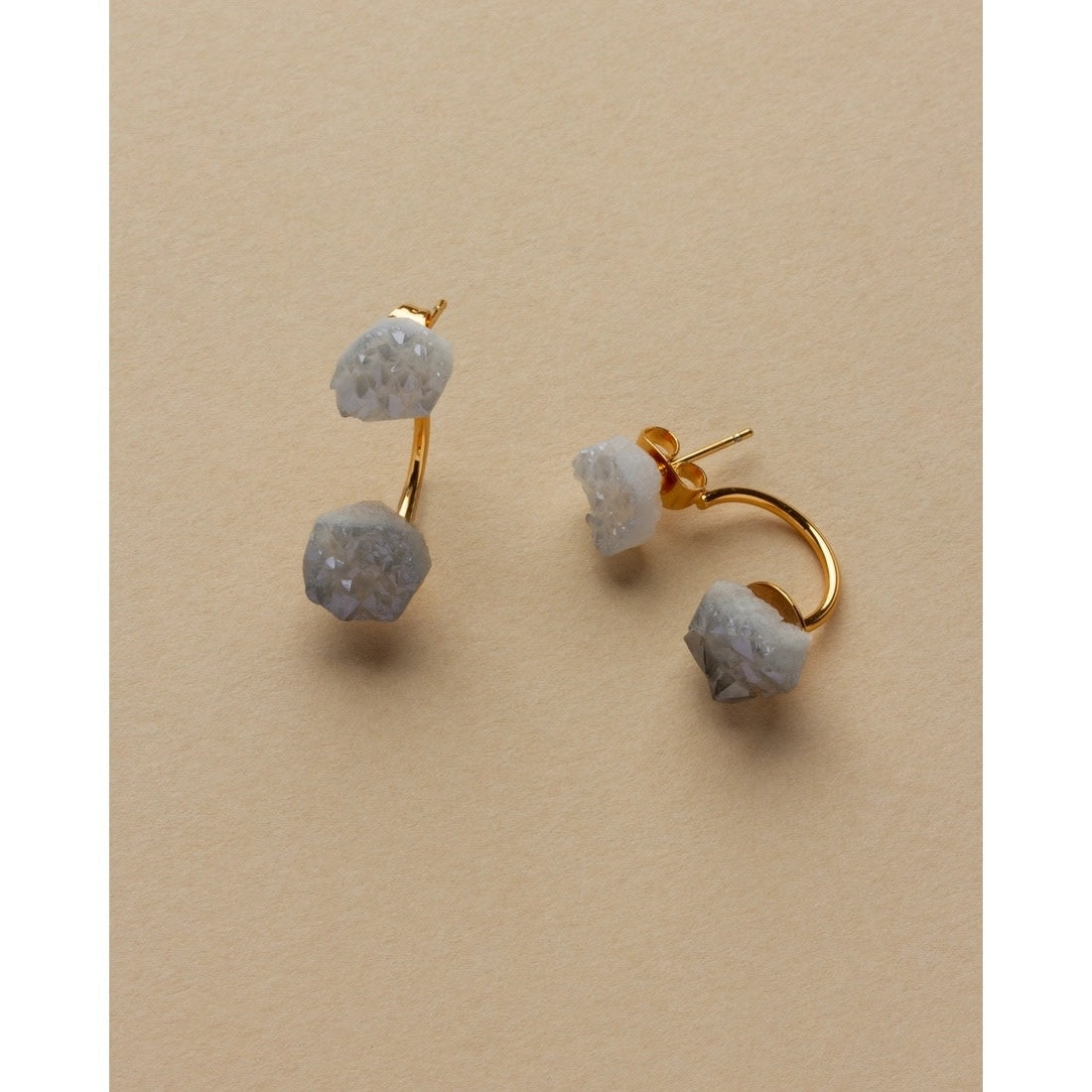 earrings - double "cosmic" druzy - 14kt gold plated brass by luna norte