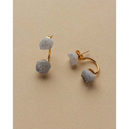 earrings - double "cosmic" druzy - 14kt gold plated brass by luna norte