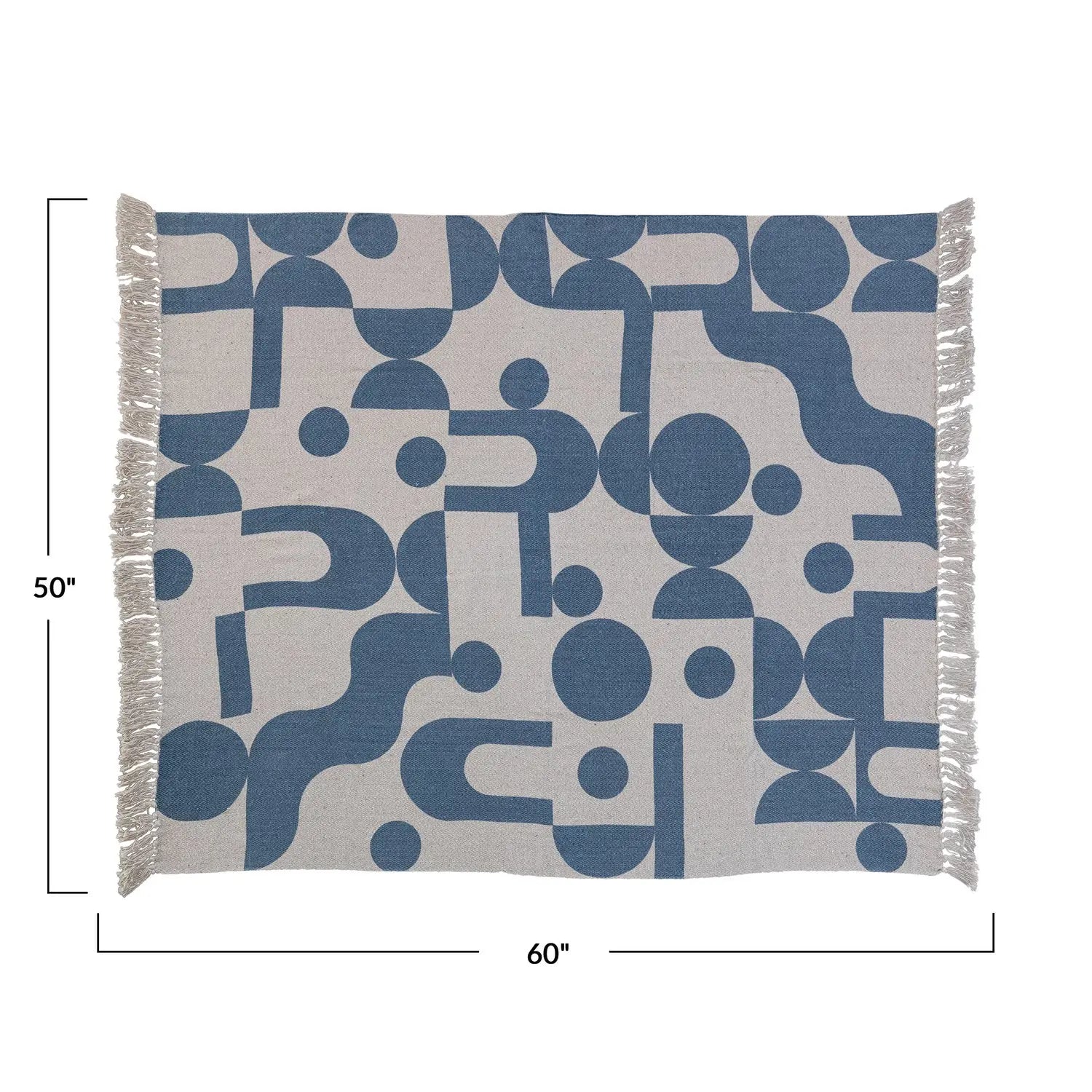 throw blanket - recycled cotton blend - abstract blue by bloomingville