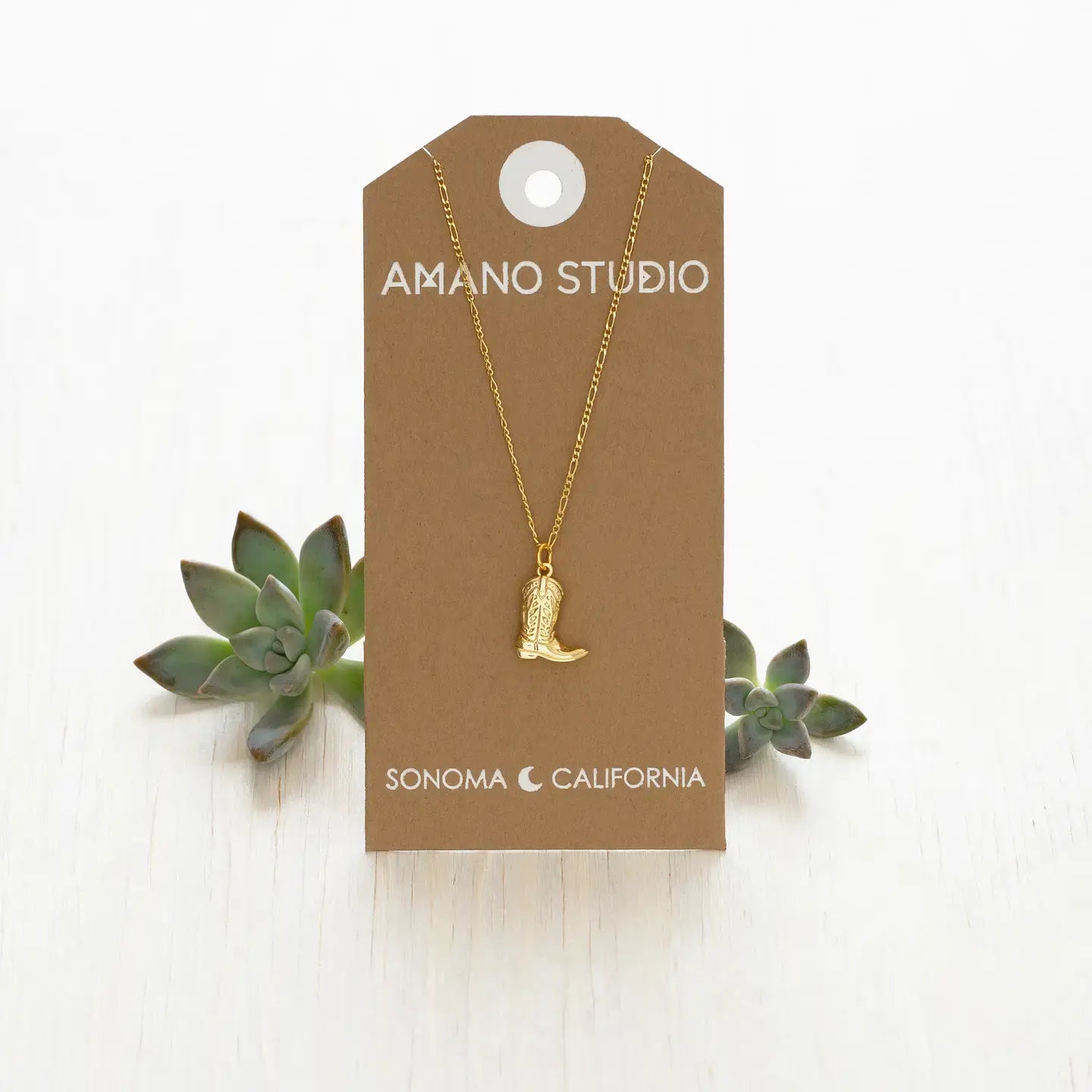 necklace - cowboy boot charm - 20" chain - 14kgp by amano studio