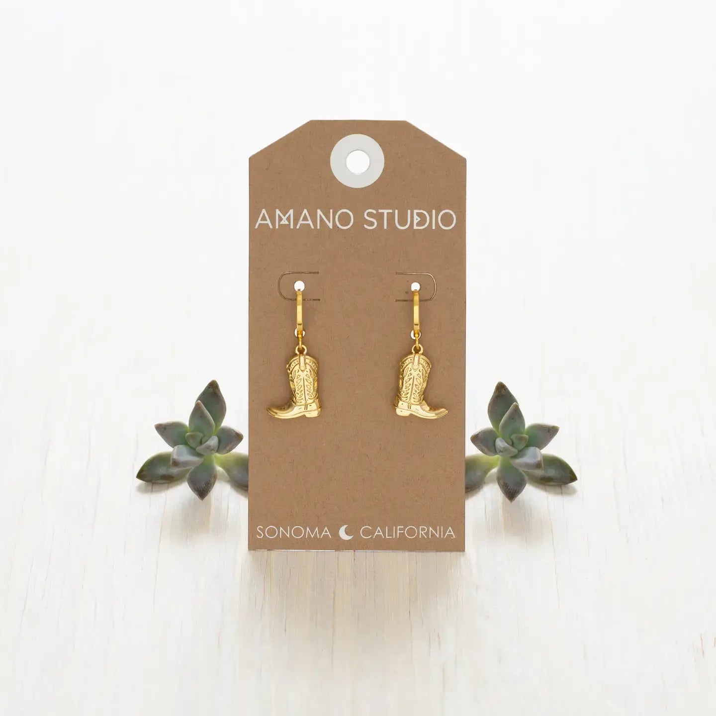 earrings - huggie hoops - cowboy boot - 14kgp by amano studio