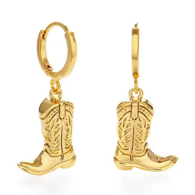 earrings - huggie hoops - cowboy boot - 14kgp by amano studio