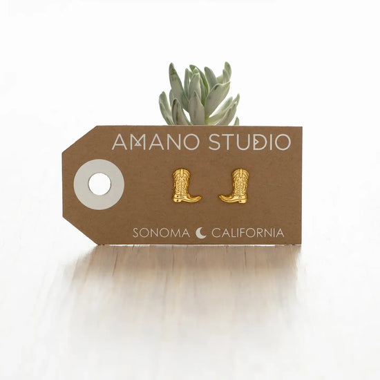 earrings - stud - cowboy boot - 14kgp by amano studio