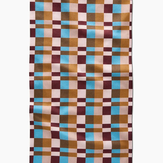 tea towel - microfiber - cozy day checkers by geometry house