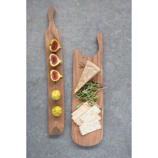 cheese board w/handle - acacia wood by creative co-op