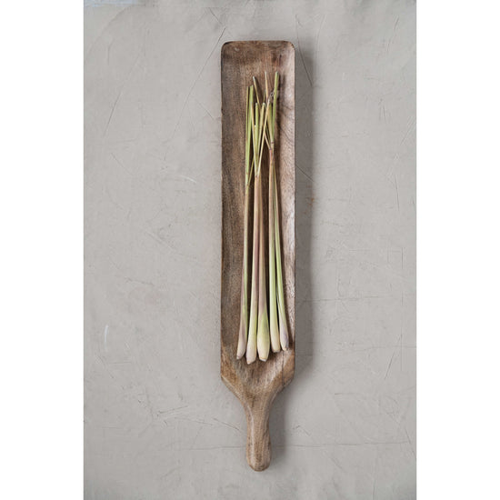 serving board with handle - mango wood by creative co-op