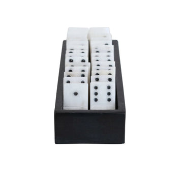 alabaster domino set - soapstone box by creative co-op