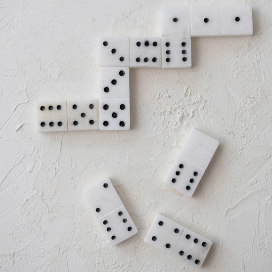 alabaster domino set - soapstone box by creative co-op