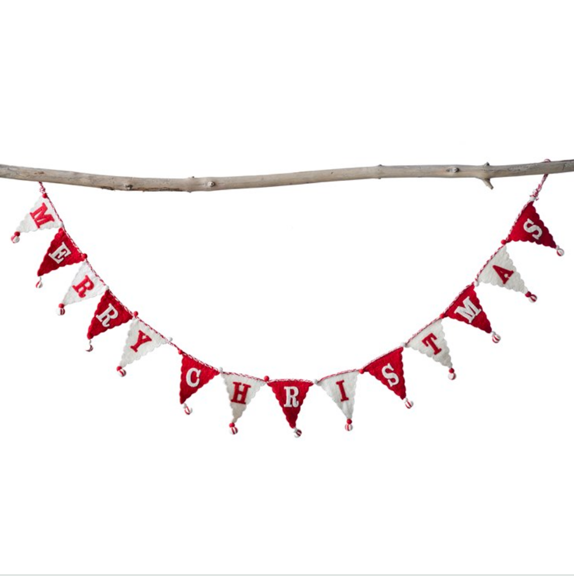 garland - merry christmas - banner pennant flags - red + white by creative co-op