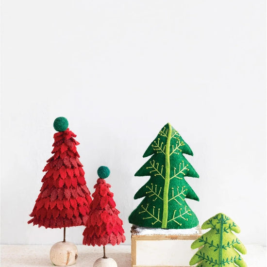 tree - felt wool embroidered - green-on-green by creative co-op