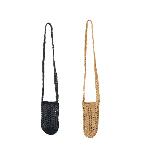bottle bag - crochet raffia by creative co-op