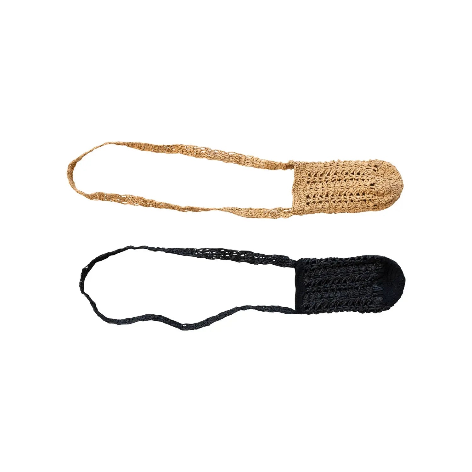 bottle bag - crochet raffia by creative co-op