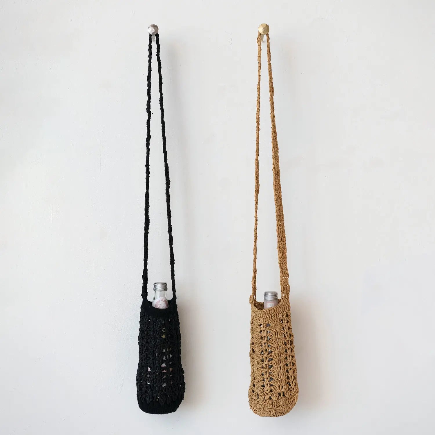 bottle bag - crochet raffia by creative co-op
